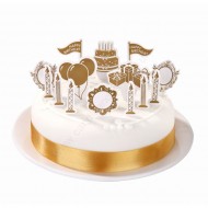 Gold Elegance Happy Birthday Cake Topper Kit